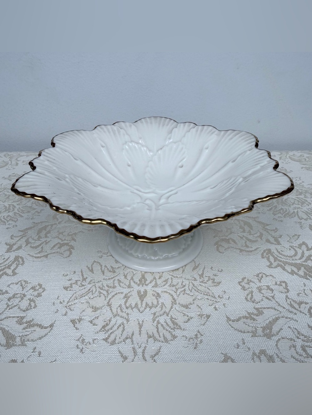 Vintage Lenox Pedestal Candy Dish With Gold Trim, USA